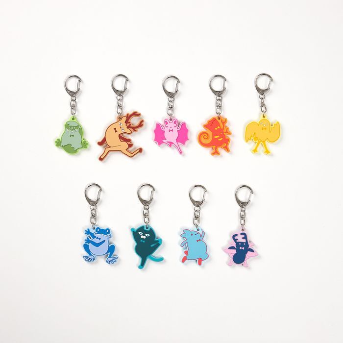 「月と猫のダンス」再び踊る動物ランダムラバーキーホルダー