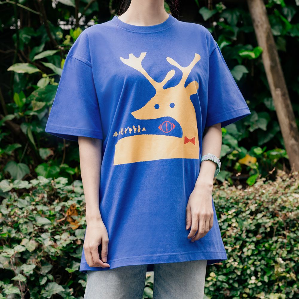 「月と猫のダンス」踊る動物Tシャツ〈鹿〉【後書き会員限定】