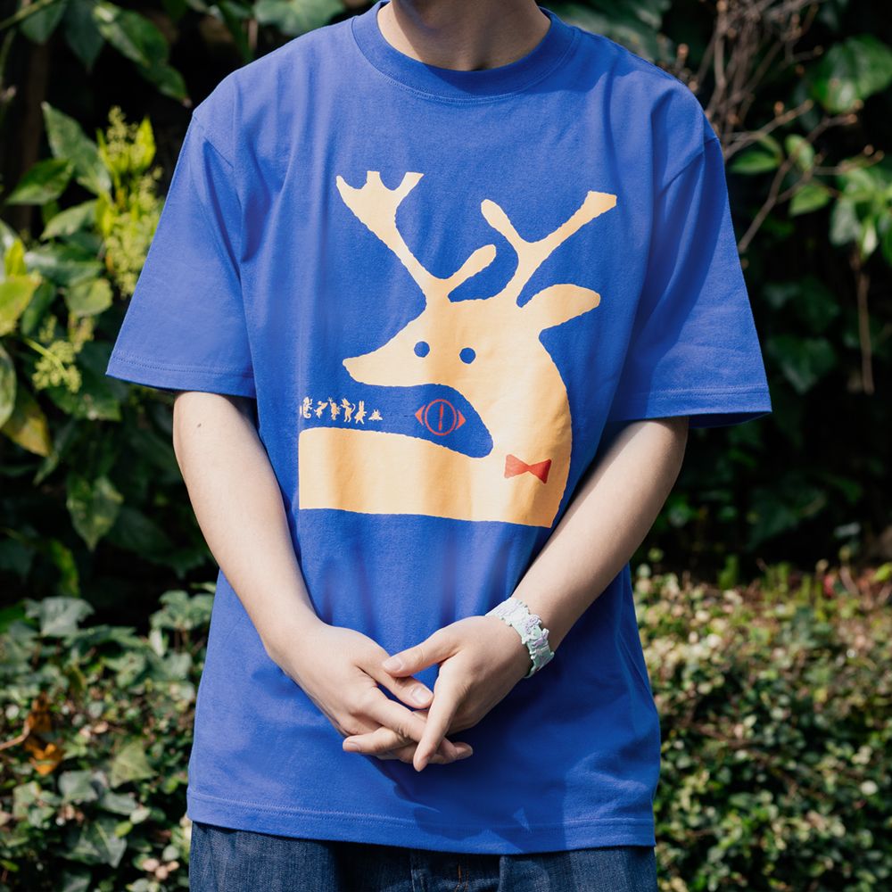 「月と猫のダンス」踊る動物Tシャツ〈鹿〉【後書き会員限定】