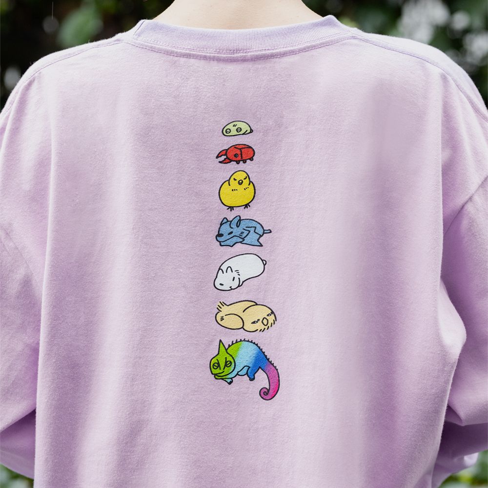 suisデザイン「月と猫のダンス(踊らない)」ロングTシャツ〈ぽっぷ〉