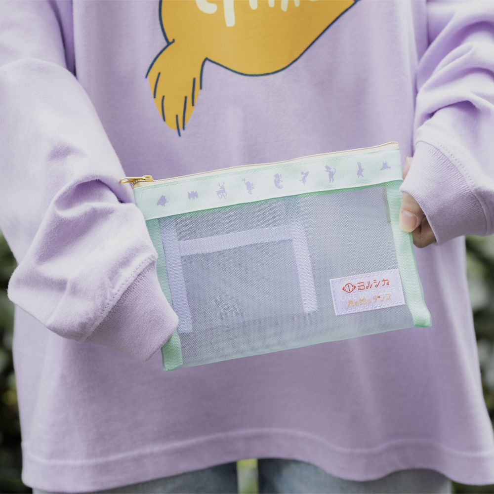 「月と猫のダンス」踊る動物メッシュポーチ