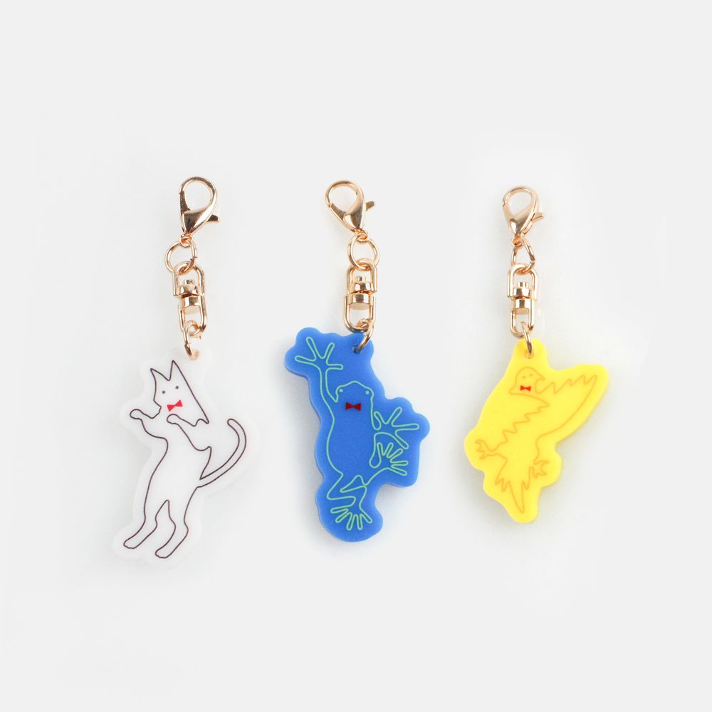 「月と猫のダンス」踊る動物ランダムキーホルダーパーツ