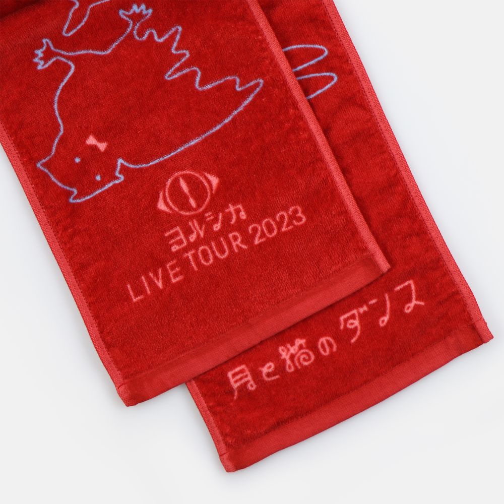 「月と猫のダンス」踊る動物マフラータオル〈赤〉【後書き会員限定】