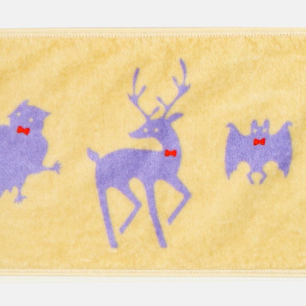 「月と猫のダンス」踊る動物マフラータオル〈黄〉