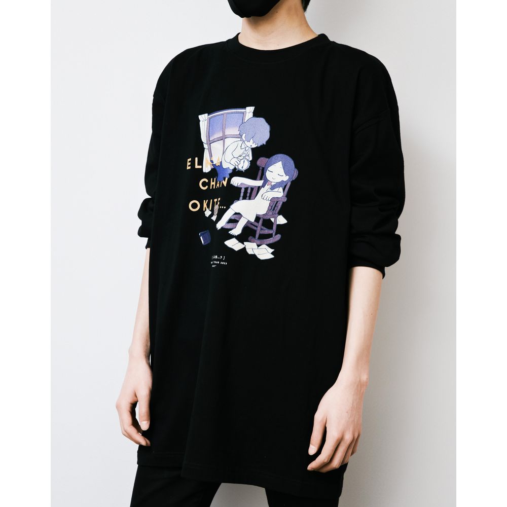 suisデザイン「夜以外もよく眠るエルマちゃん」ロングTシャツ