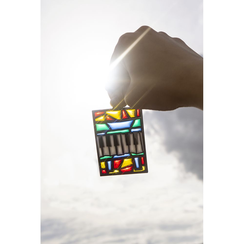 ステンドグラスキーホルダー「ピアノ」