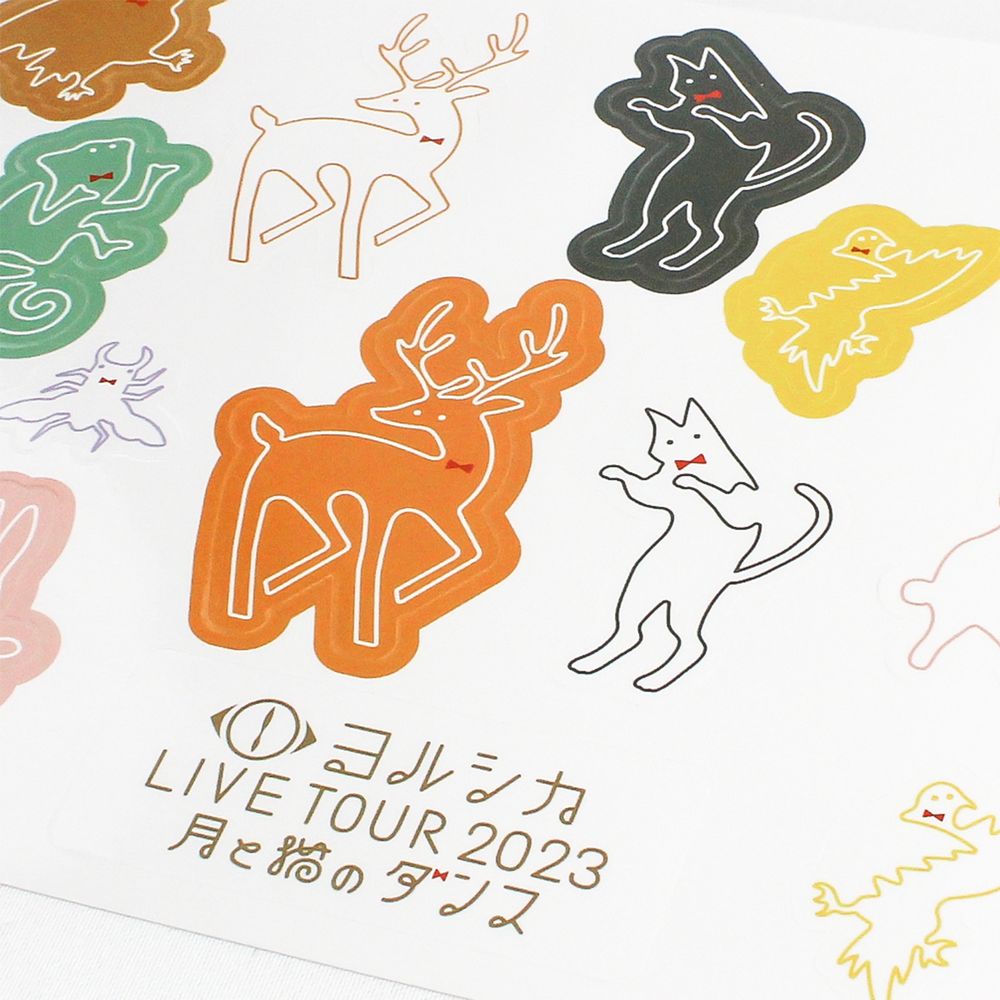 「月と猫のダンス」踊る動物ステッカーシート